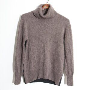 The Cashmere Project Turtleneck Sweater Two Tone Colorblock Brown Gray Sz Small